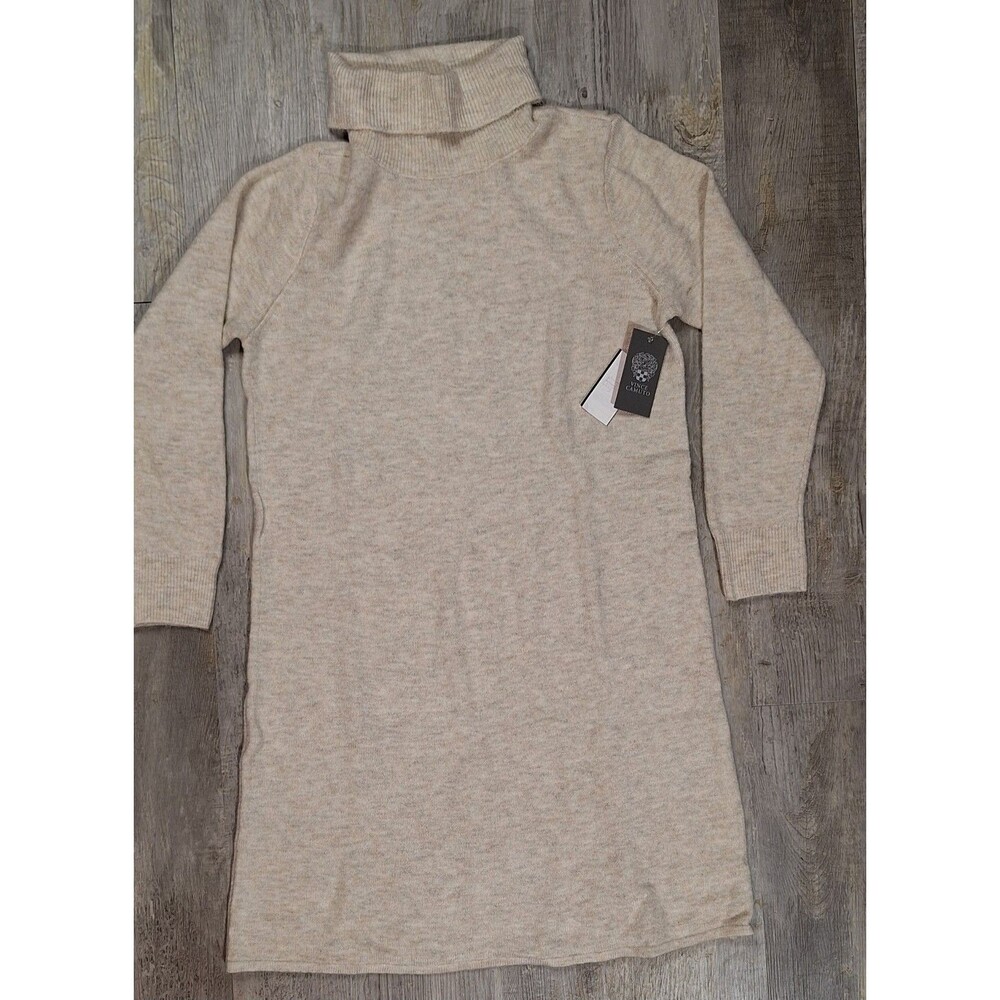 Vince Camuto Women L Turtleneck Sweater Dress Long Sleeve Heathered Beige NWT - Picture 5 of 8